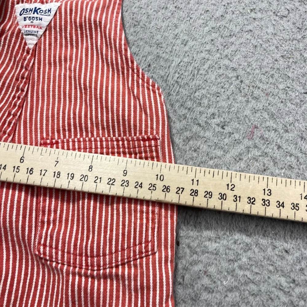 VTG 80s OshKosh B'gosh Vestbak Overalls Infant Boys 6-9M Red Stripe Denim USA